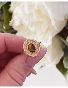 Bague acier Oeil de tigre