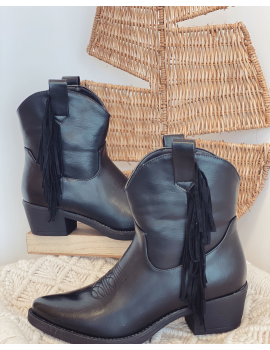 Boots style western à franges Noir - Molly