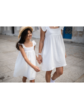 Robe en gaze de coton blanche - Mini Félice