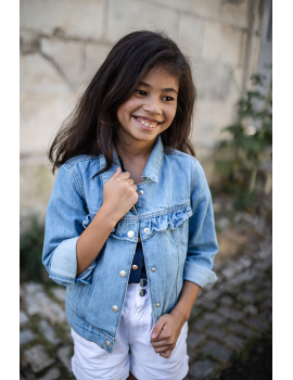 Veste en jean bleu à volants - Mini Laurel