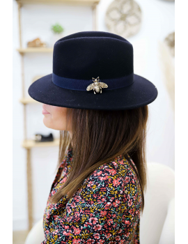Chapeau bleu marine liseré ruban - Pops