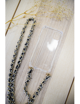 Coque cordon chaine or et laine